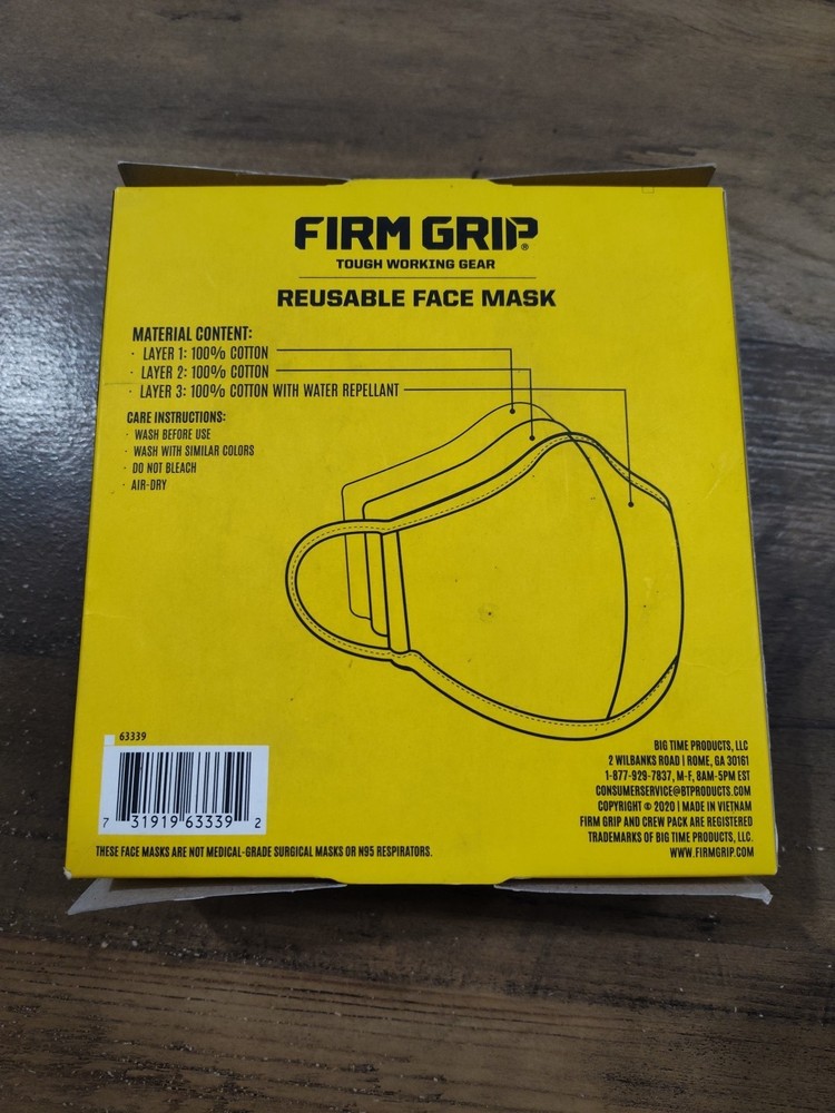Firm Grip Reusable Face Mask 10 Pack