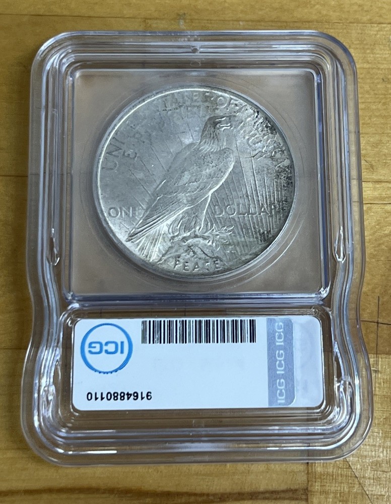 1923 $1 Silver Peace Dollar - ICG MS64