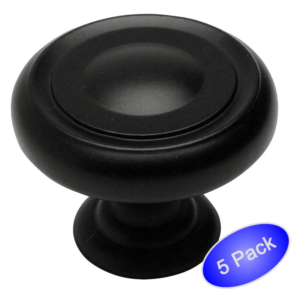*5 Pack* Cosmas Cabinet Hardware Flat / Matte Black Knobs #7708FB