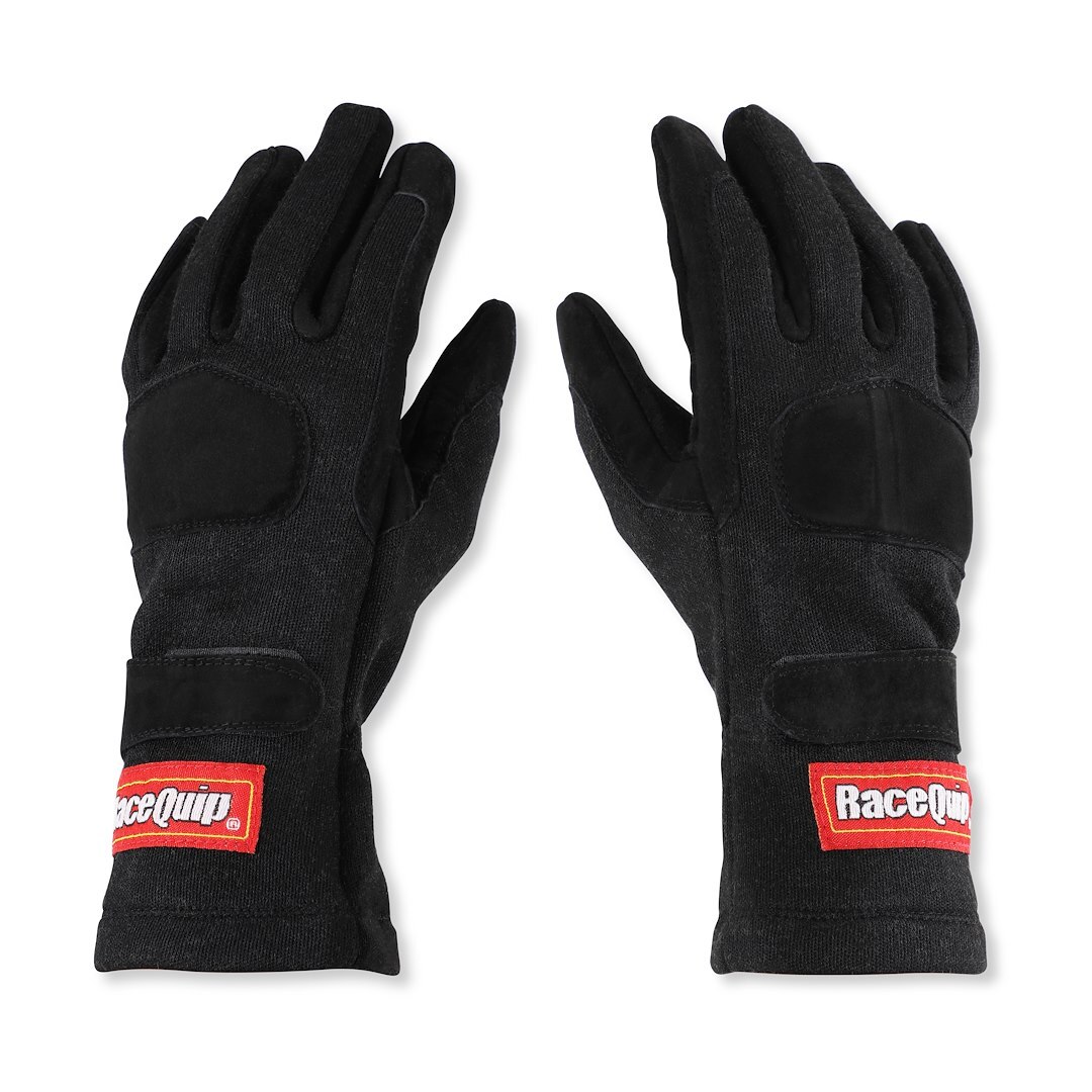 Racequip Safequip 2 Layer Large Black/Black 355 Series Driving Gloves P/N 355005