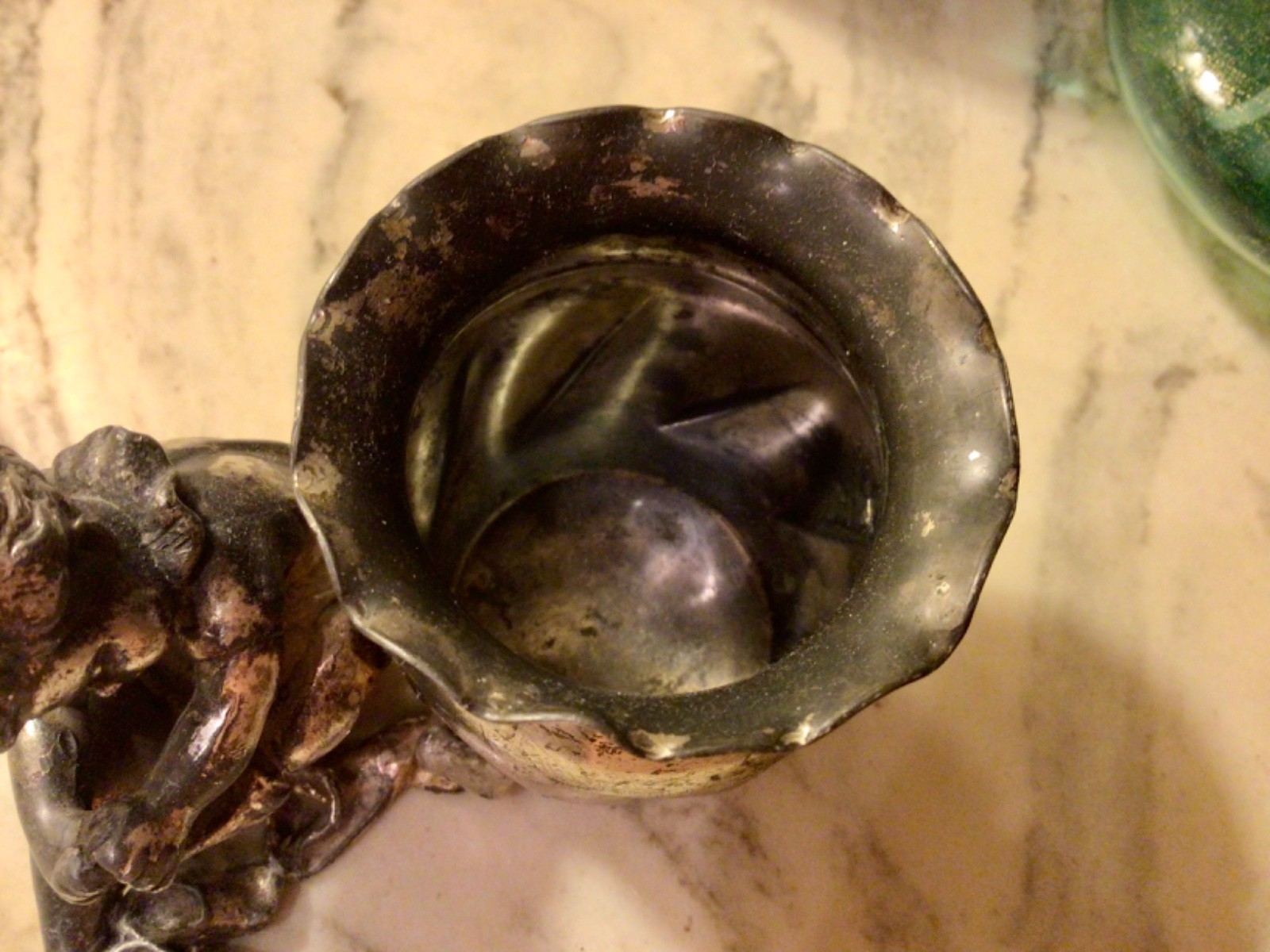 Antique DERBY SILVER Co Quadruple Plate Figural Cherub Toothpick/Match Holder