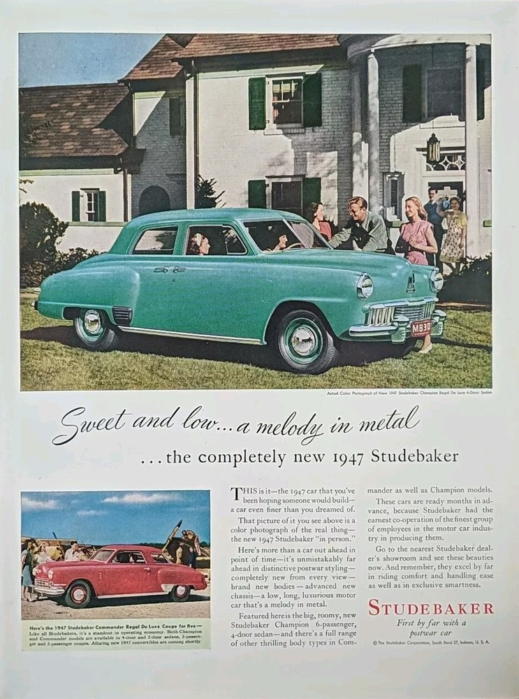 1946 Vintage Studebaker print ad, New 1947 Studebaker
