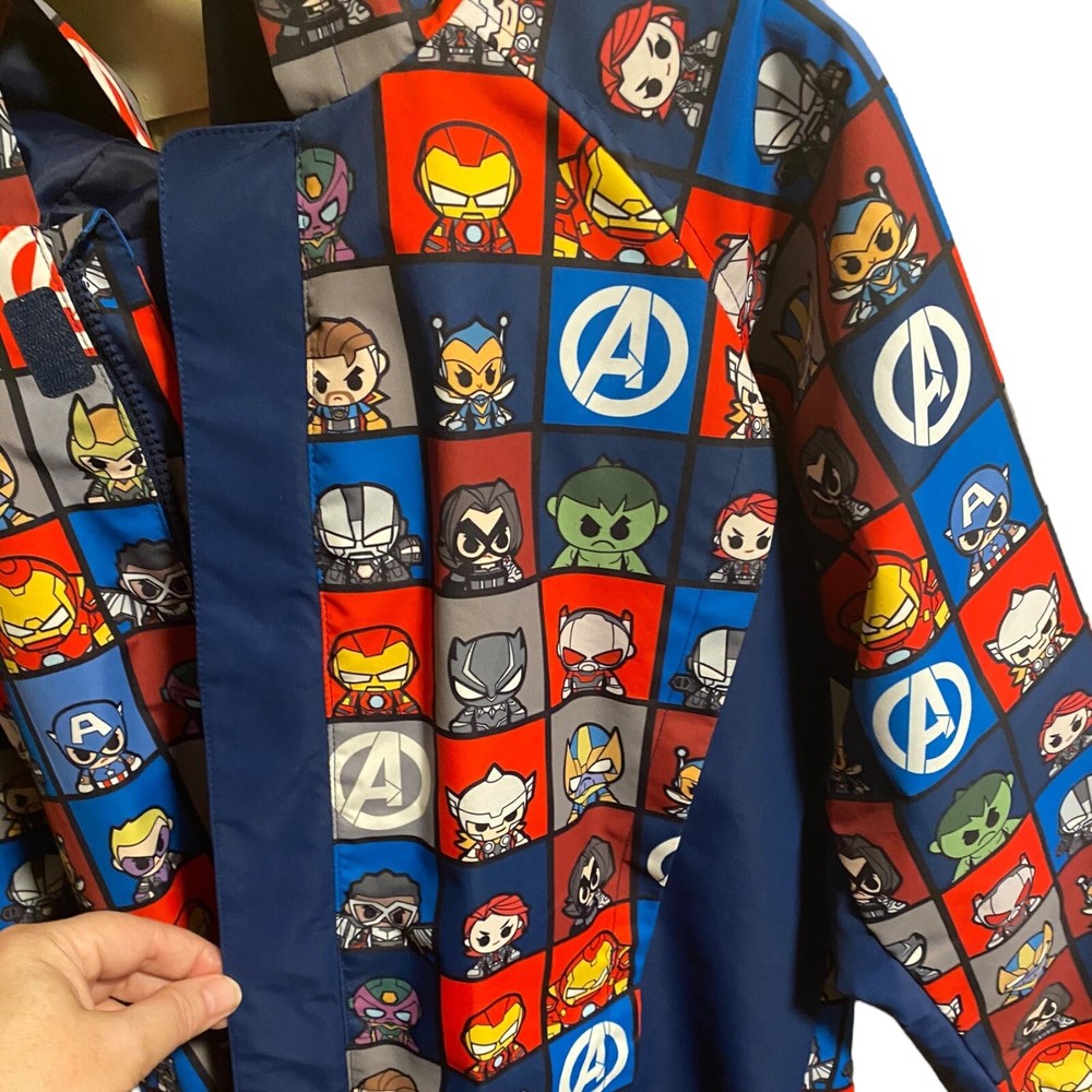 RARE Disney Store Marvel Avengers Packable Raincoat 9/10 Jacket Coat Backpack