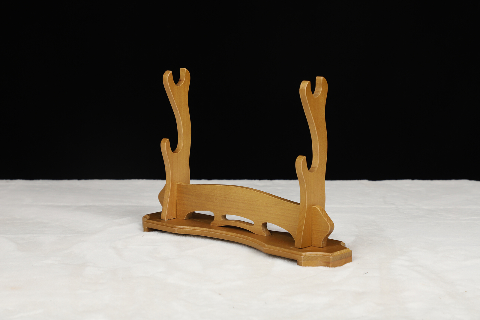 2-Tier Sword Stand for Display Japanese Samurai Katana Sword Holder Yellow Wood