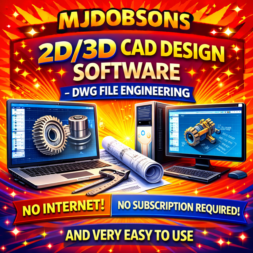 2D/3D CAD Software  DWG File Design Engineering NO INTERNET OR SUBSCRIPTION REQ