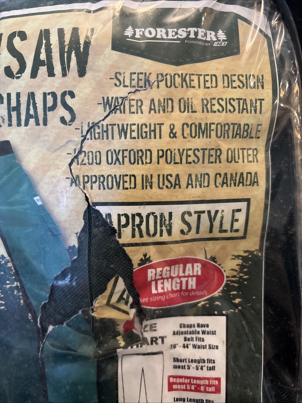 FORESTER APRON STYLE CHAINSAW SAFETY CHAPS CHAP237-G