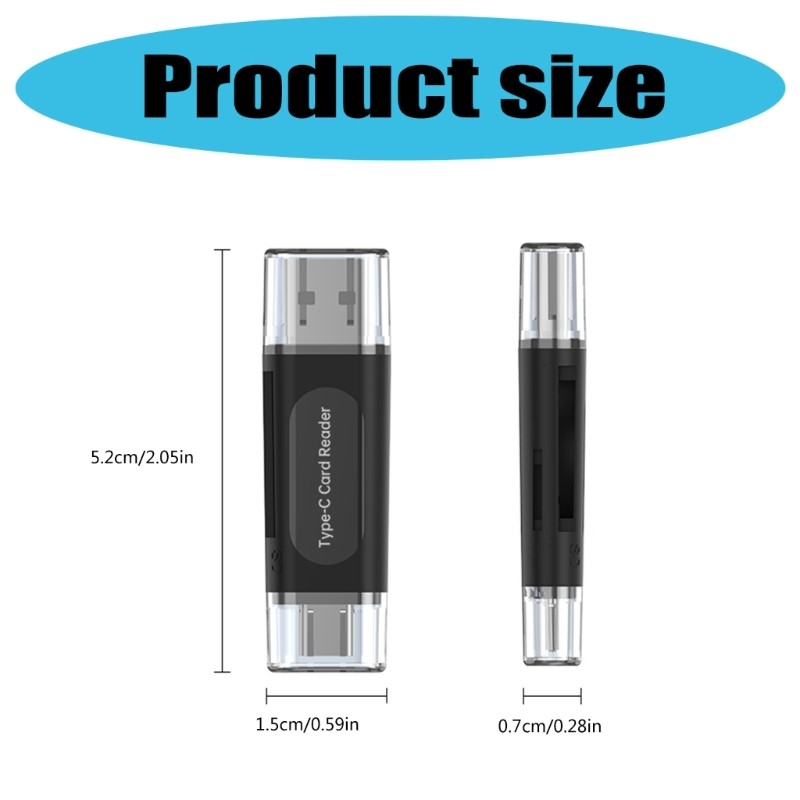 Universal Type C SDTF Card Reader USB2.0 Interfaces 128GB Support No Driver