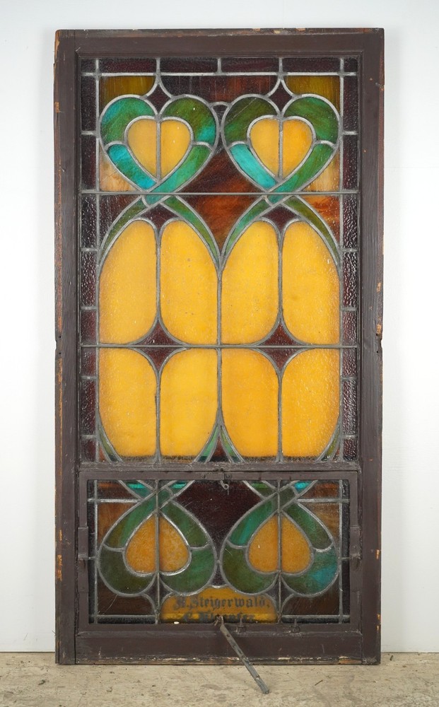 1900s Rectangular Leaded Stained Glass Church Window - R289850