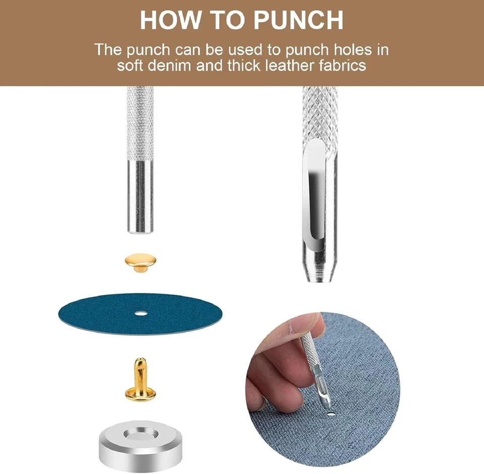 480 Sets Rivets for Leather, 4 Colors 3 Sizes Leather Rivets, Double Cap Rive...