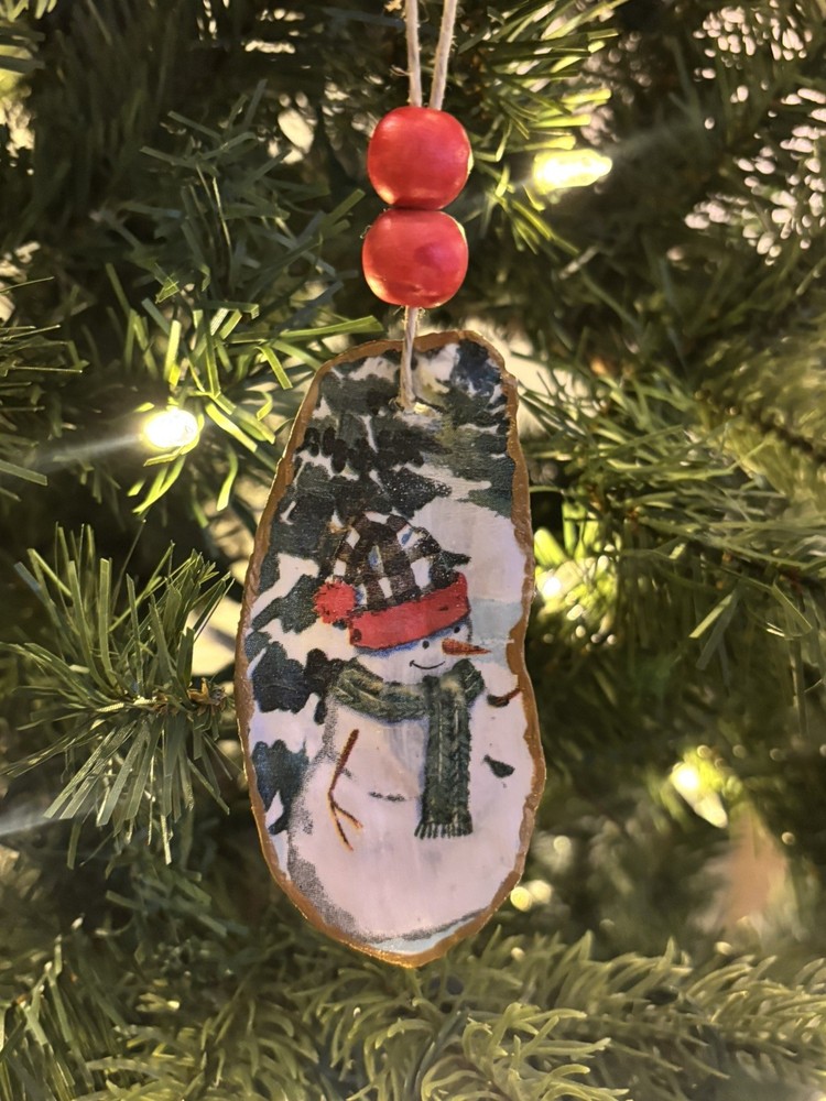 Snowman Oyster Shell Ornament