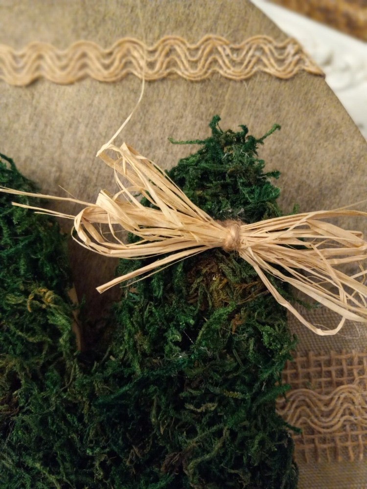 Farmhouse Handmade Easter egg with moss bunny decoration