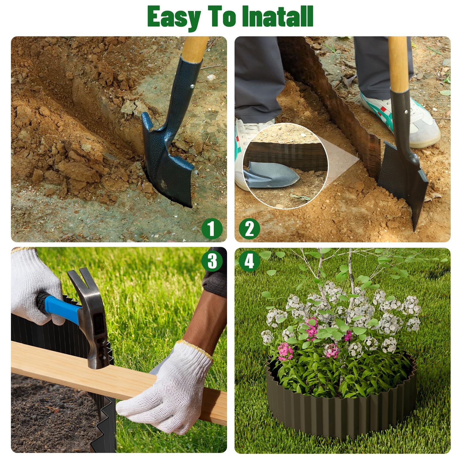 Corrugated Metal Garden Edging,6" x 20' Sturdy Lawn Edging Border,Landscape E...