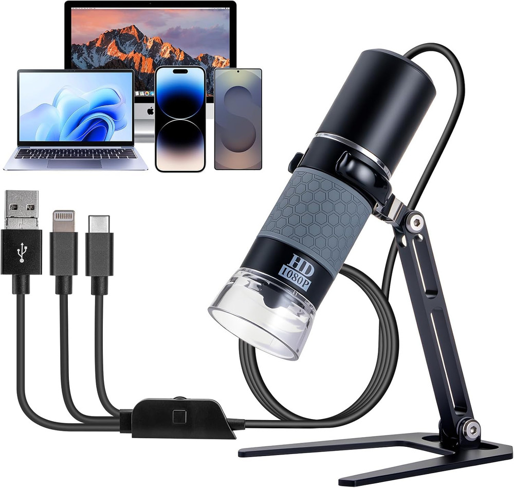 USB Microscope Compatible with Iphone Android Phone Tablet and Windows Mac PC, H