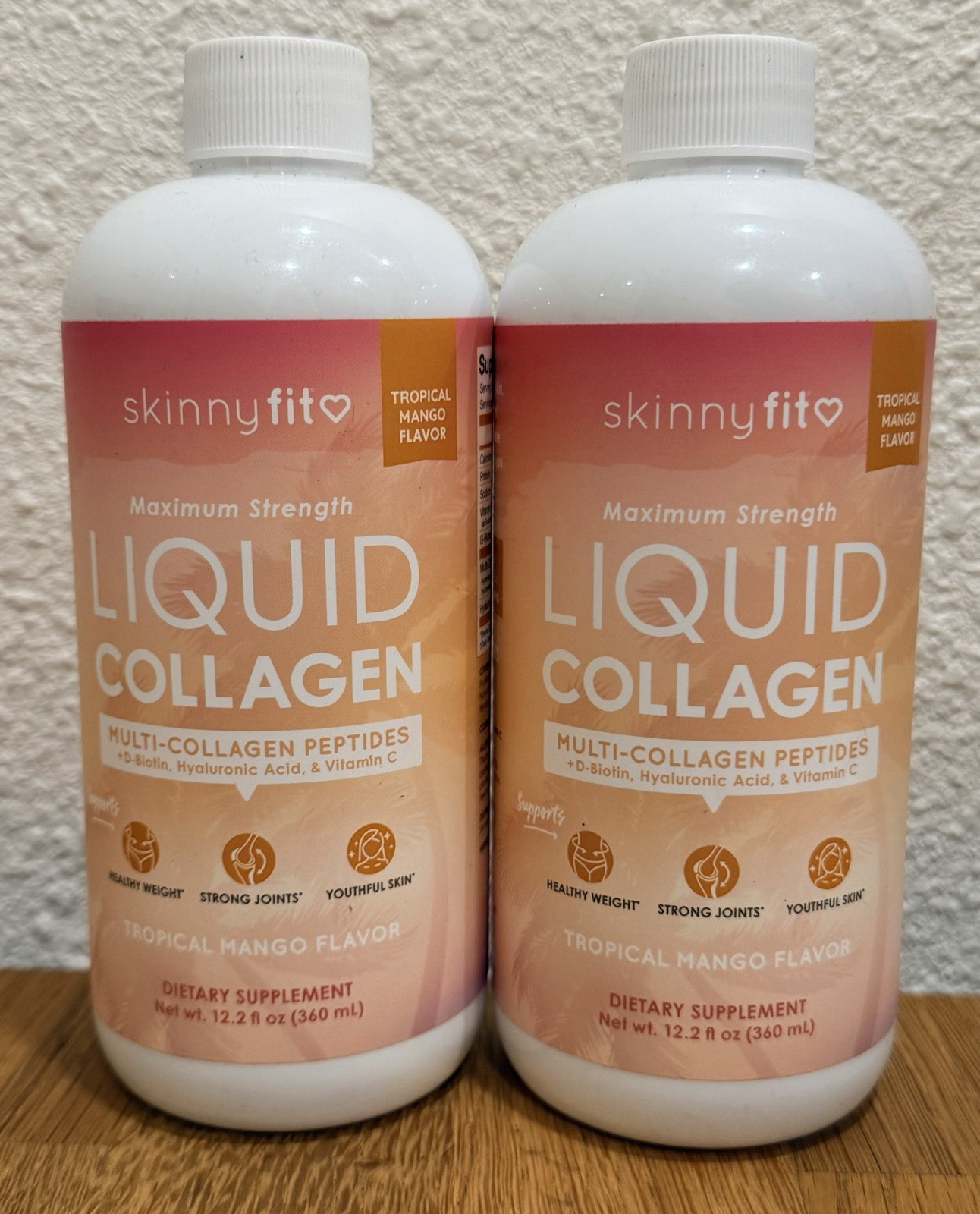 SkinnyFit Collagen Liquid Peptides Hyaluronic Super Youth Tropical Mango Lot 2