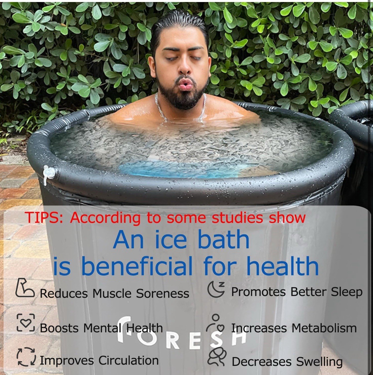 Foresh Large Ice Bath Cold Plunge Tub Premium Portable Recovery Tub