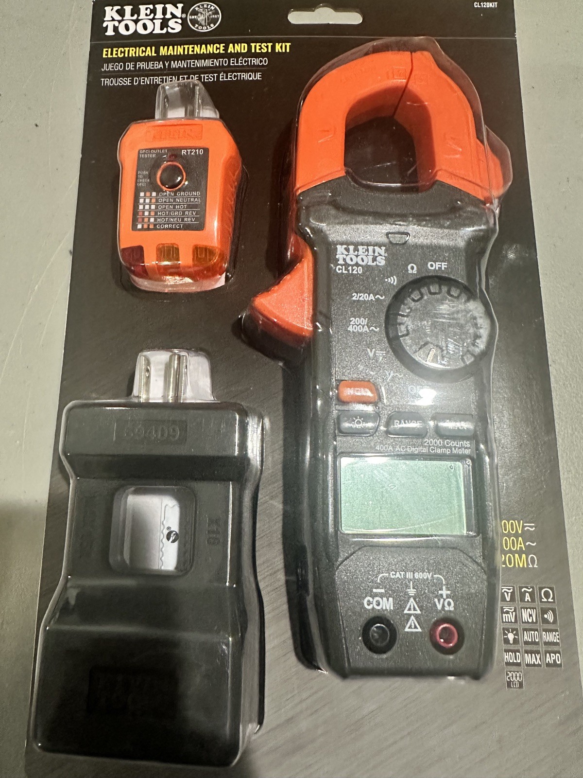 Klein Tools CL120KIT Clamp Meter Electrical Test Kit, Electric, Amps Tester