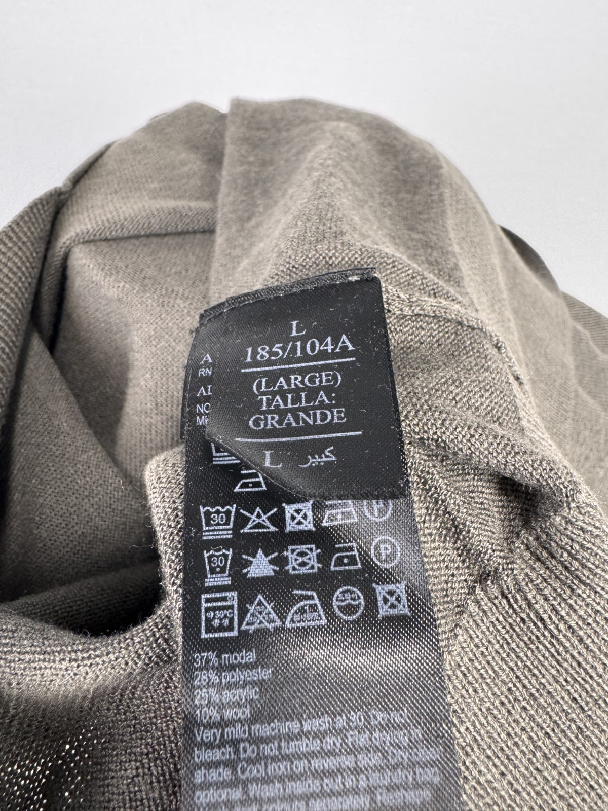 ALLSAINTS Green Long Sleeve Small Embroidered Logo Light Knit Sweater Sz L