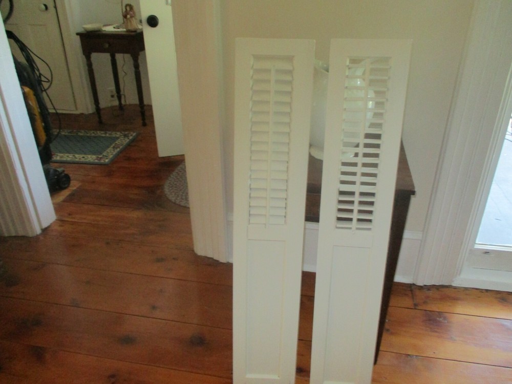 Antique interior shutters/half louver and solid. Hand painted "White Dove"