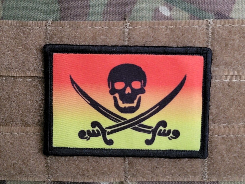 Calico Jack Summer Vibes Skull Crossbones Hook Loop 2x3" Pirate Morale Patch