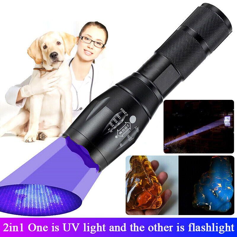 UV Flashlight Black Light Super Bright 120000lm Torch Ultra Violet Lamp LED