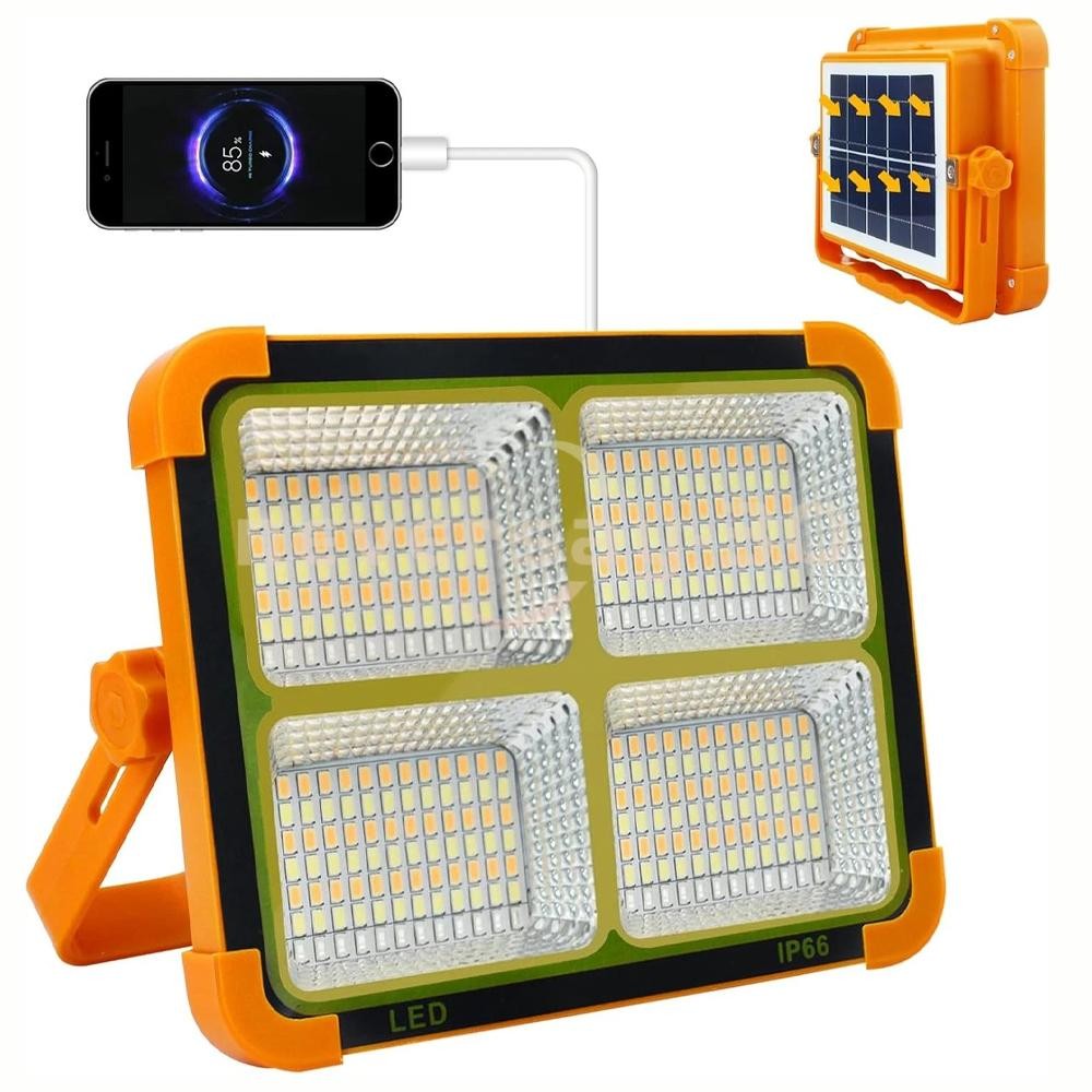 Portable LED Solar Work Light USB Rechargeable Emergency Worklight Security Lamp