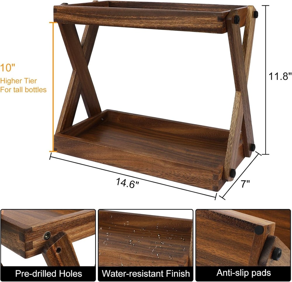 Wood Countertop Shelf Organizer