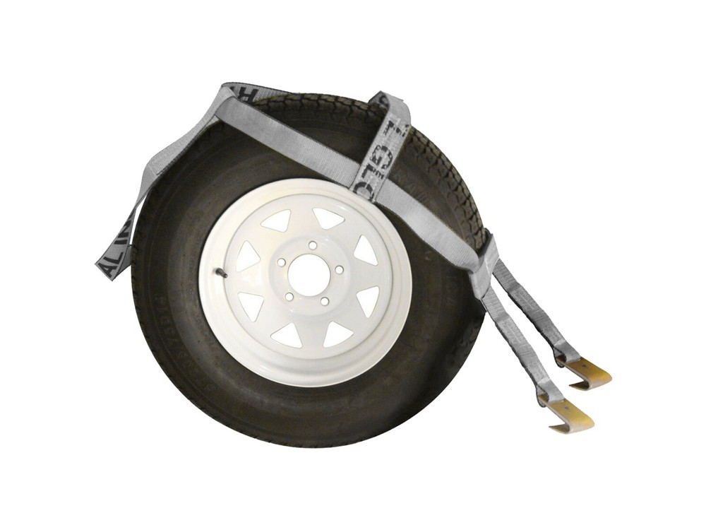 Demco Wheel Lift Strap with Flat Hooks | 2" Silver Webbing Replacement Tie Down