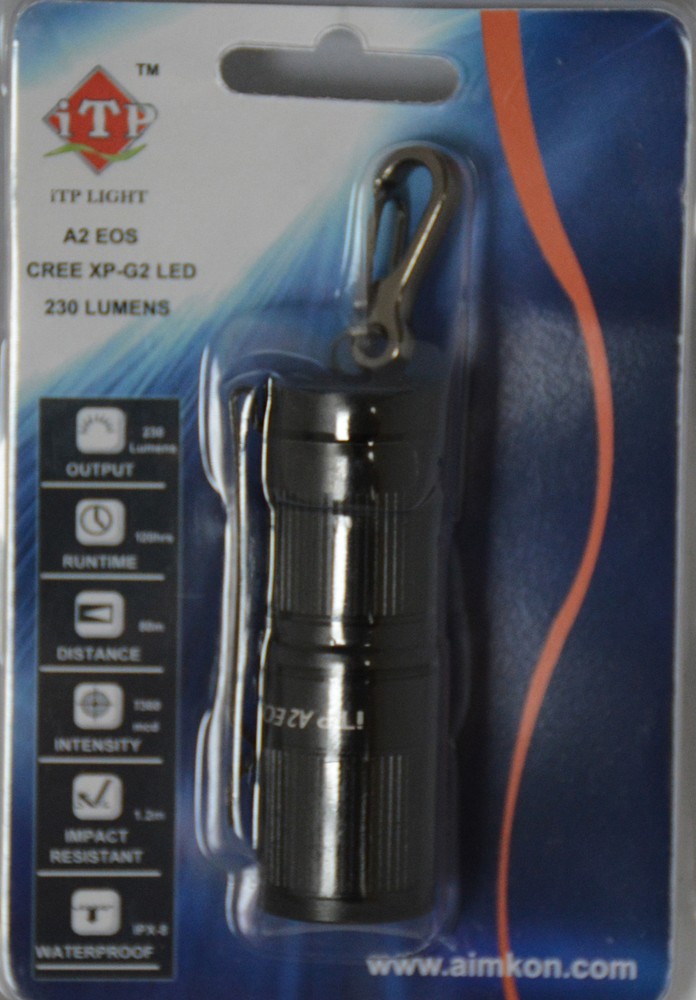 iTP A2 EOS 3 Mode 230 lumen Keychain Mini Flashlight w/ Magnet End light