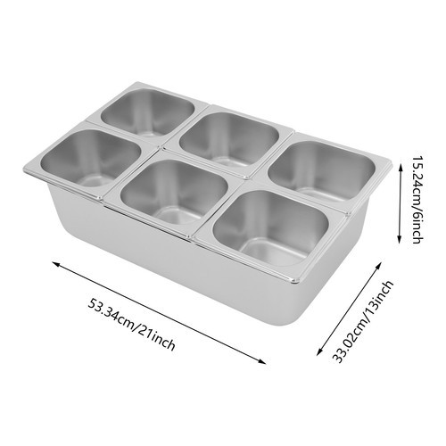 6-compartment Fruit Pan, Fruit Pan with Acrylic Lids and Water-filtering Gaskets
