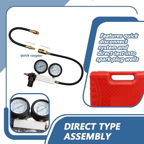 Handor Compression Leakdown Detector Leakage Test Set Cylinder Leak Down Red
