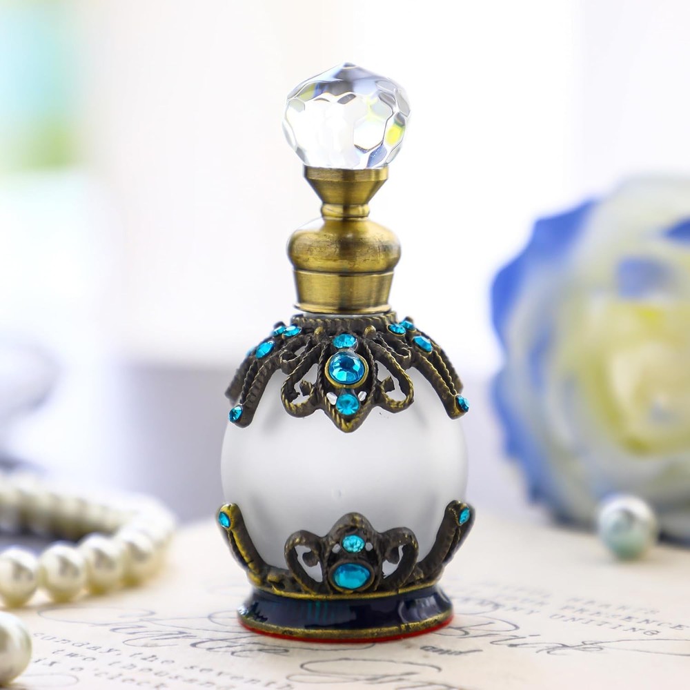 YU FENG Decorative Crystal Perfume Bottle Empty Refillable Rhinestones blue