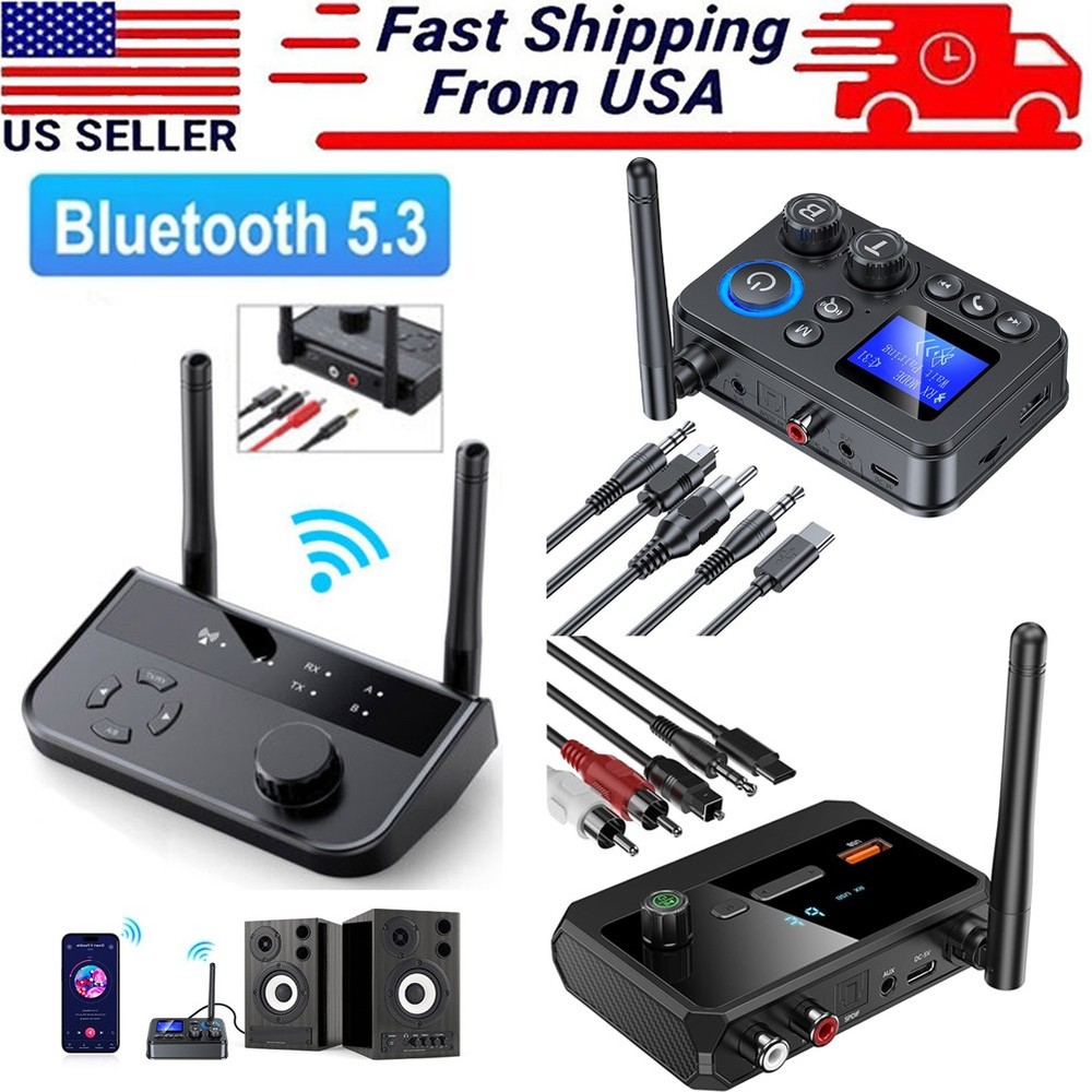 Bluetooth 5.3 Transmitter Receiver Long Range For TV Home Stereo Audio Adapter