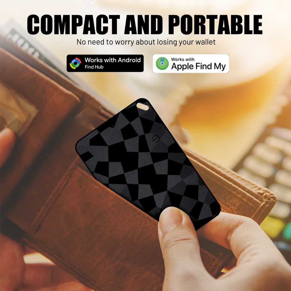 Black Wireless Charging Smart Card Tracker ABS Wallet Tracker Tracking Device