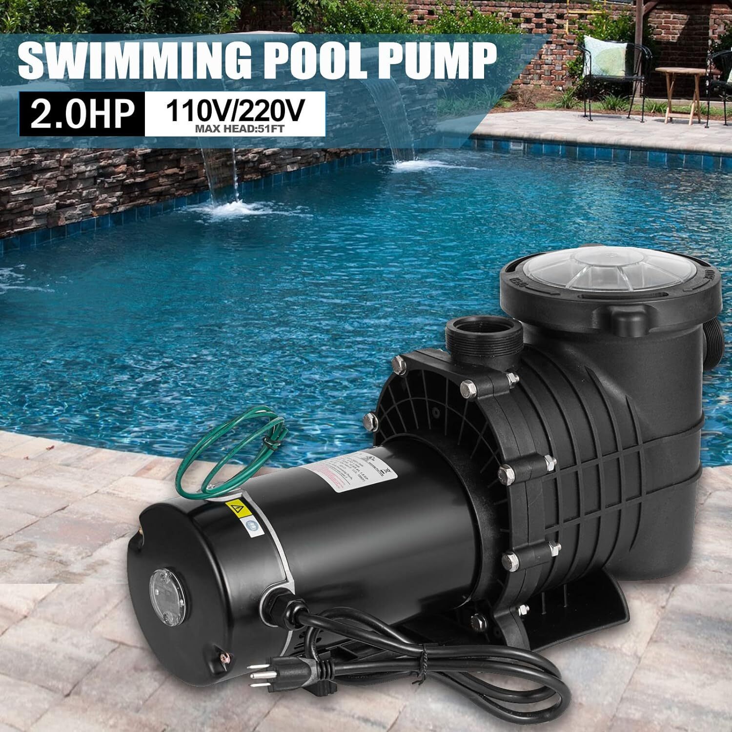 2HP Hayward Swimming Pool Pump In/Above Ground w/ Motor Strainer Basket 115-235V