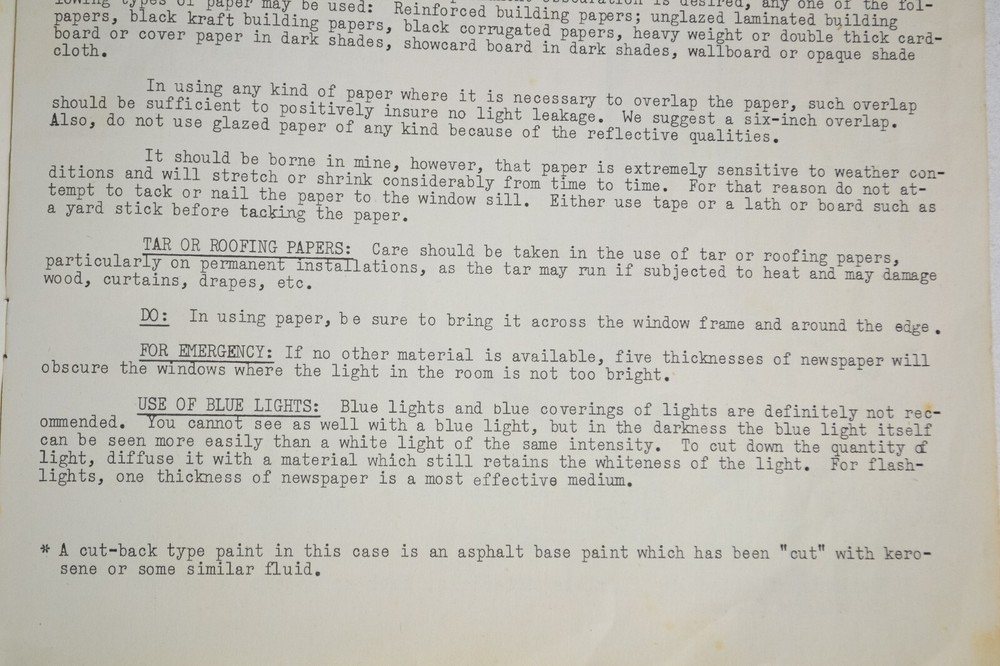WWII Ephemera, 1941 Blackout Pointers, Air Raid Instruction, Pacific Gas & Elect