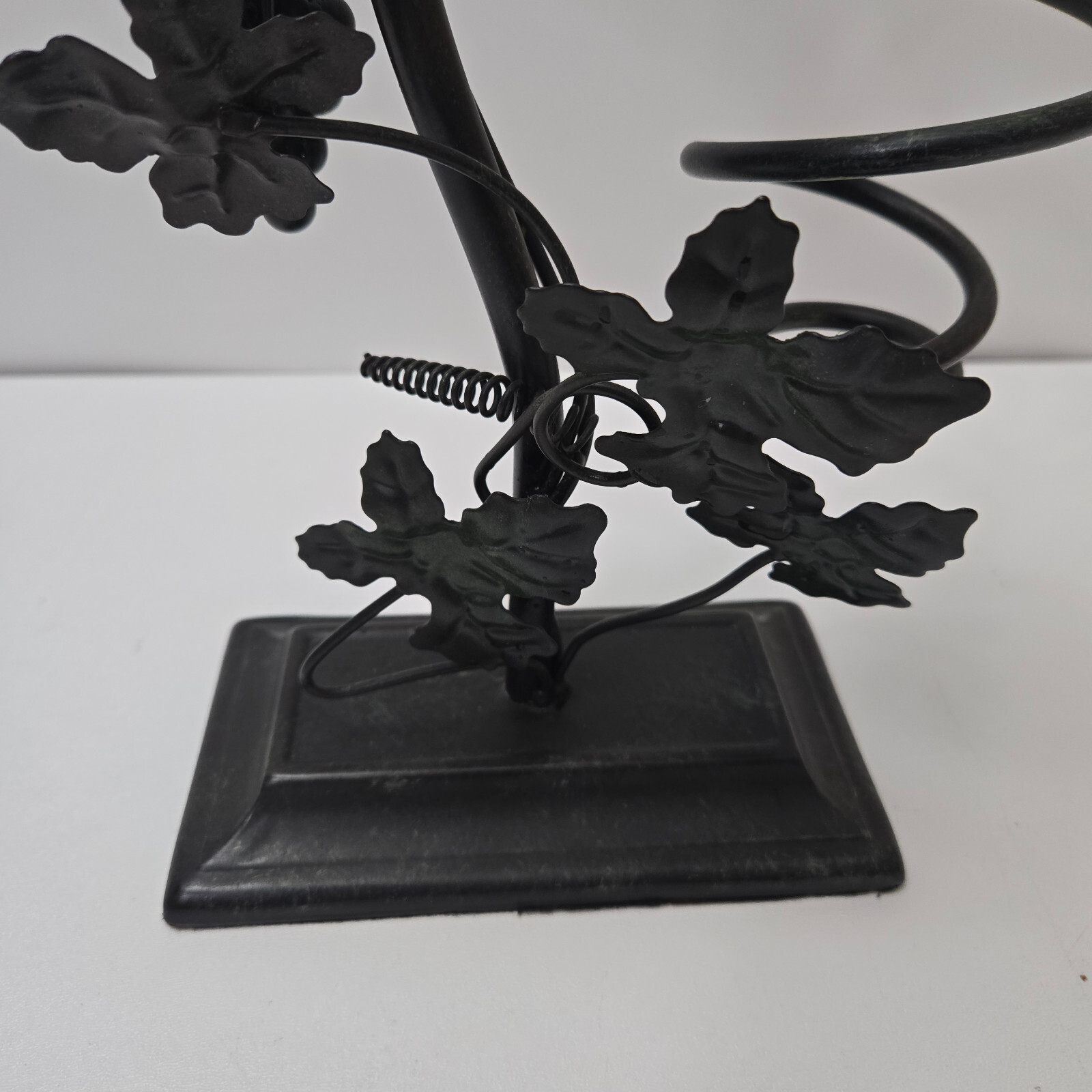 Metal Wine Rack, Holds Wine Bottle, 2 Glasses Candle On Top 17 1/2" tall