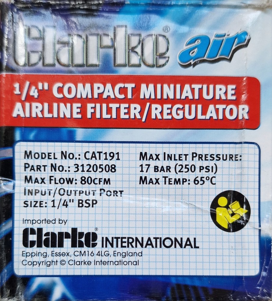 Clarke CAT191 1/4" Air Filter Regulator Compressor FR Unit Sample Unit