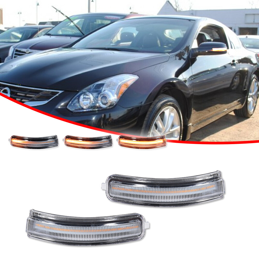 Clear Sequential Amber LED Side Mirror Signal Lights For 2009-2014 Nissan Maxima