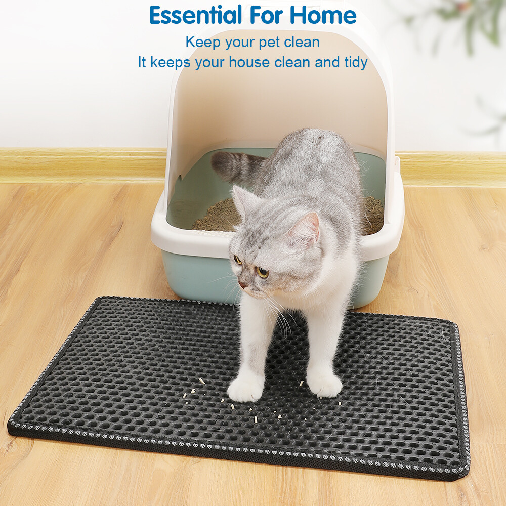 Double Layer Rice Shaped Cat Litter Pad Cleaning Pad Splash Proof Pad Filter Pad