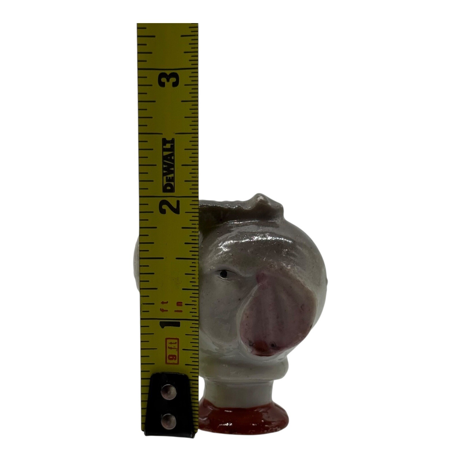 Elephant Figurine Head Statue Ceramic Animal Decor Unique Trunk Up Gray Red