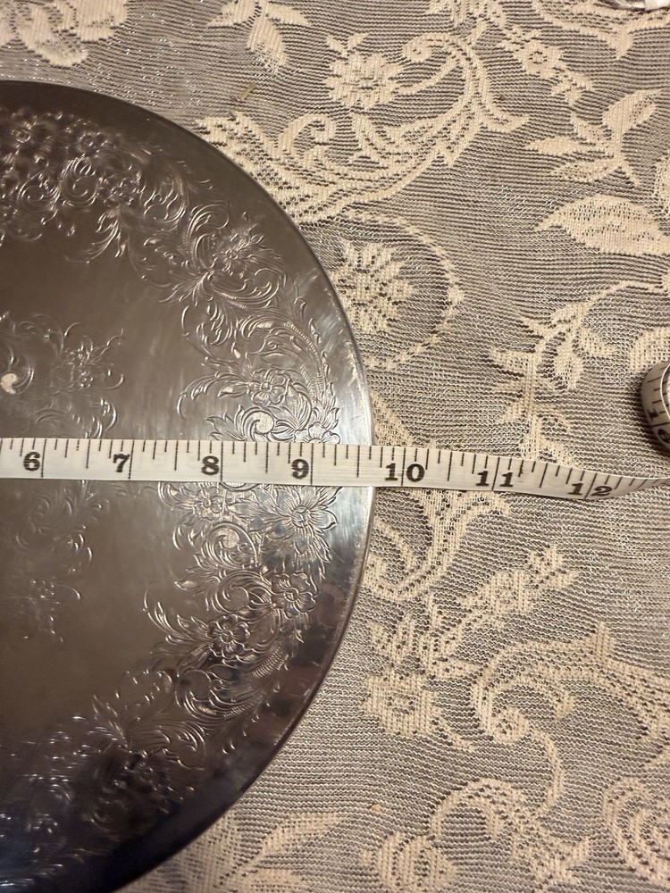 Vintage Silverplate Trivet Set of 2 Engraved Solid Mid Century