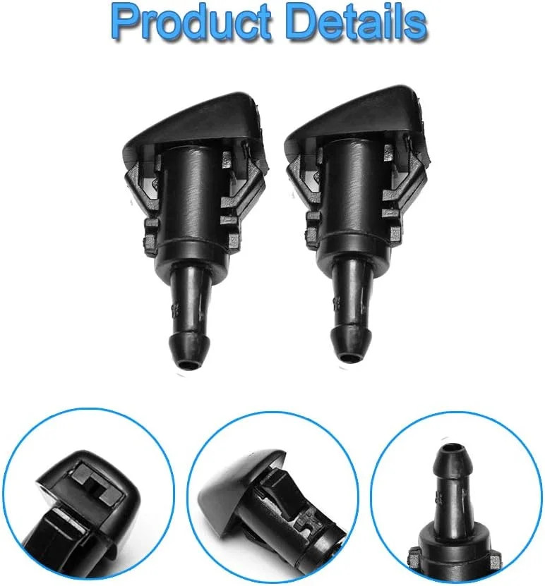Front Windshield Washer Nozzles Wiper Spray Kit- For: Dodge, Ram, Jeep - Replace