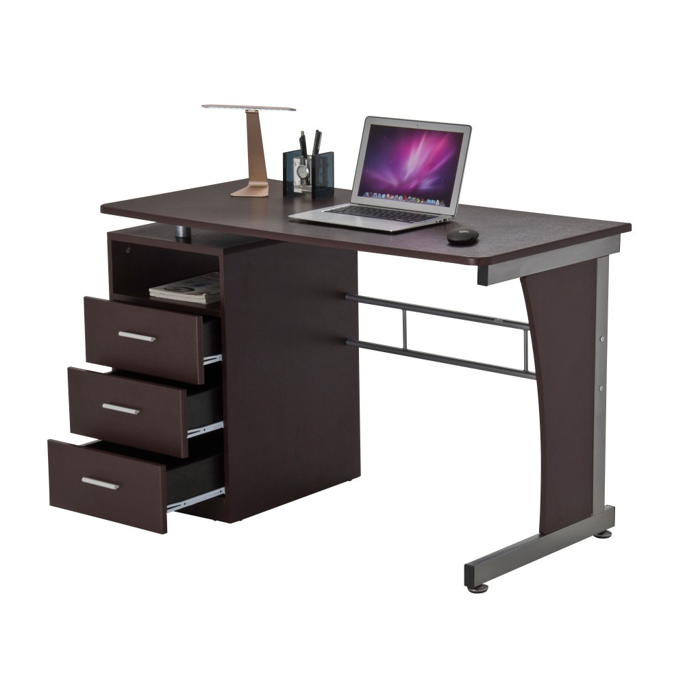 Computer Desk w/ 3 Drawers - Elevated Desktop - Moisture-Resistant MDF Top