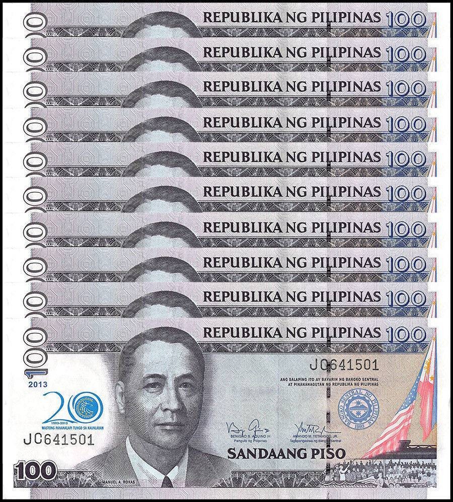 Philippines 100 Piso, 2013, P-218, UNC, Commemorative, X 10 PCS