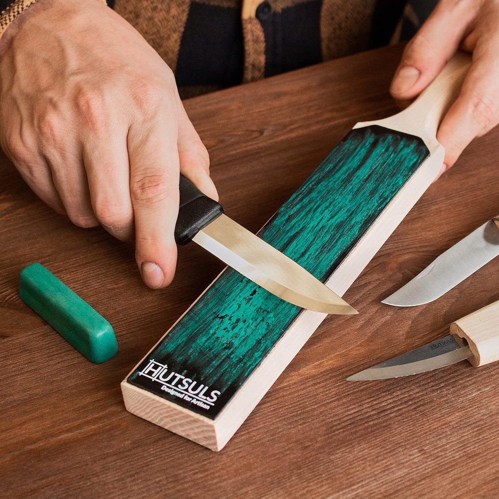 Double Sided Leather Strop Paddle Kit - Get Razor-Sharp Edges, Ergonomic Hand...