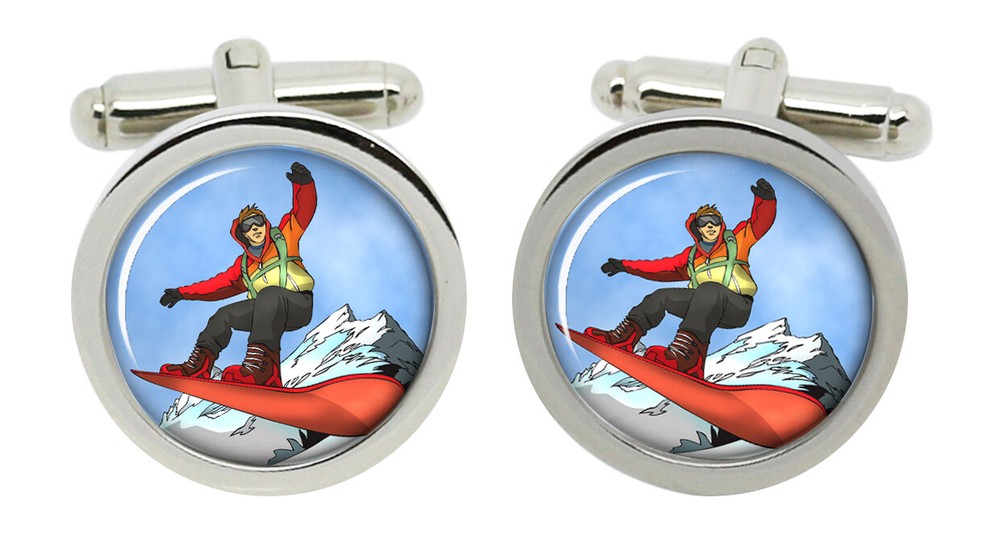 Snowboard Cufflinks in Chrome Box