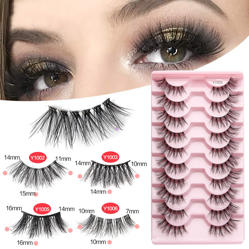 Eyelash Extension Reusable Half Eyelashes Segmented False Eyelashes 10Pairs✔