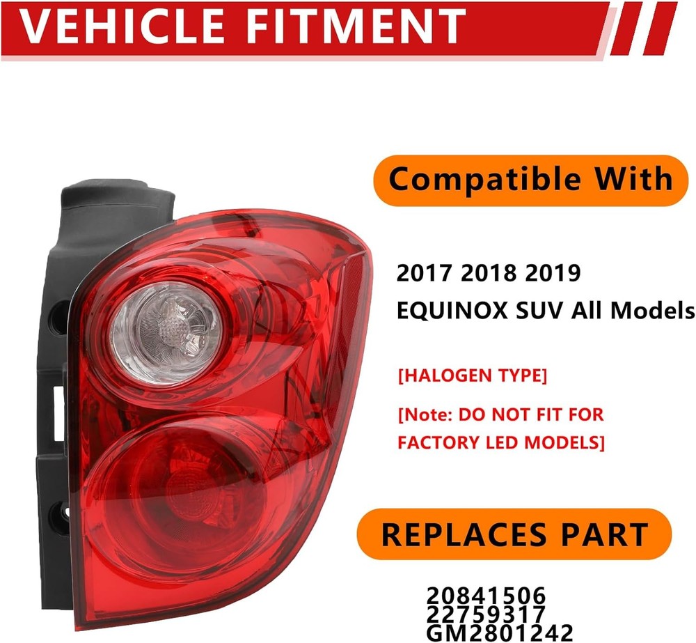 Tail Light Assembly Compatible With 2010 2011 2012 2013 Right Passenger Side