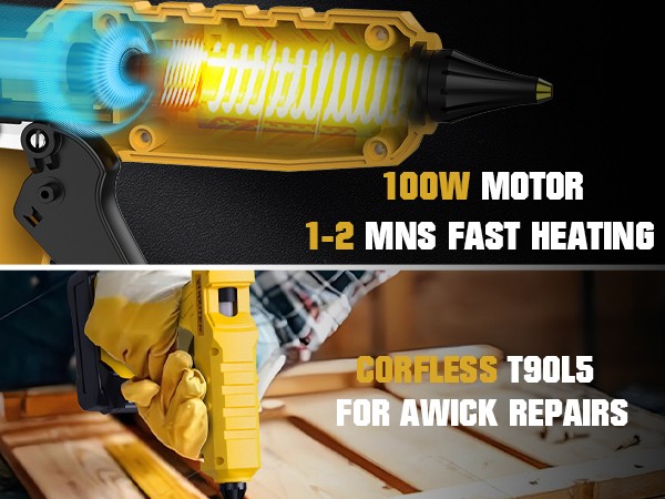 Hot Melt Glue Gun Cordless For Dewalt 20V Max Li-Ion Battery w/10X Sticks DCB200