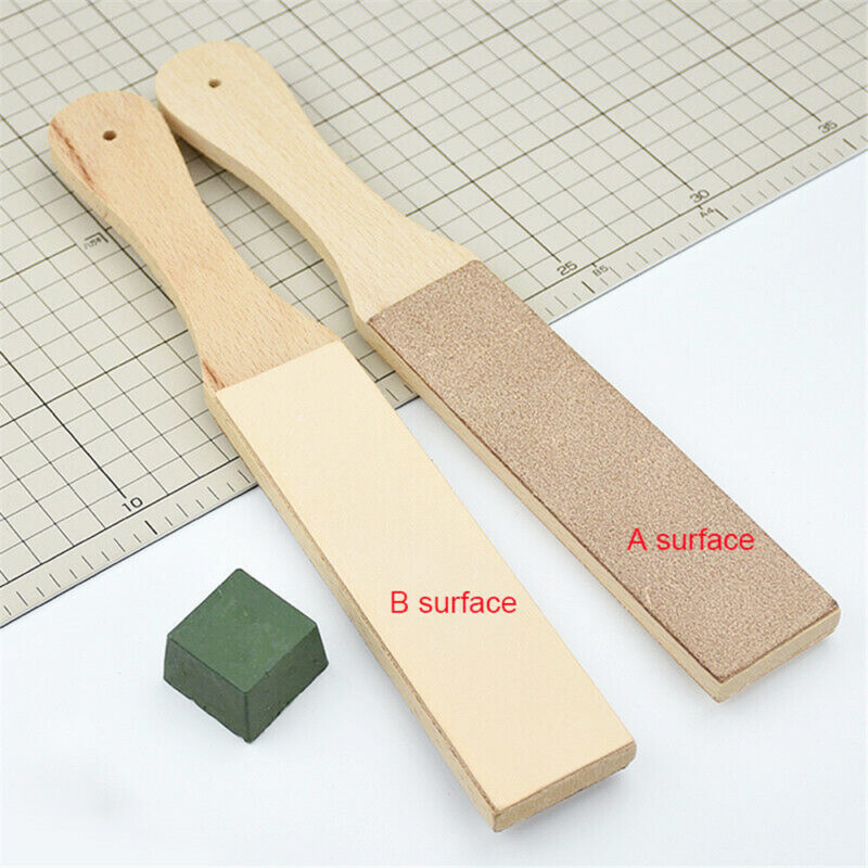 Double Sided Leather Strop Tool Paddle Compound Knife Kit Sharpener Honing